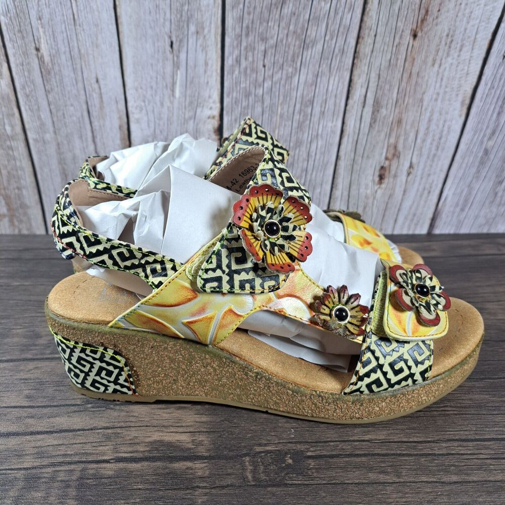 L'Artiste By Spring Step Radd Floral Cork Wedge Sandals Women's 10.5-11 EU 42 - Picture 3 of 10